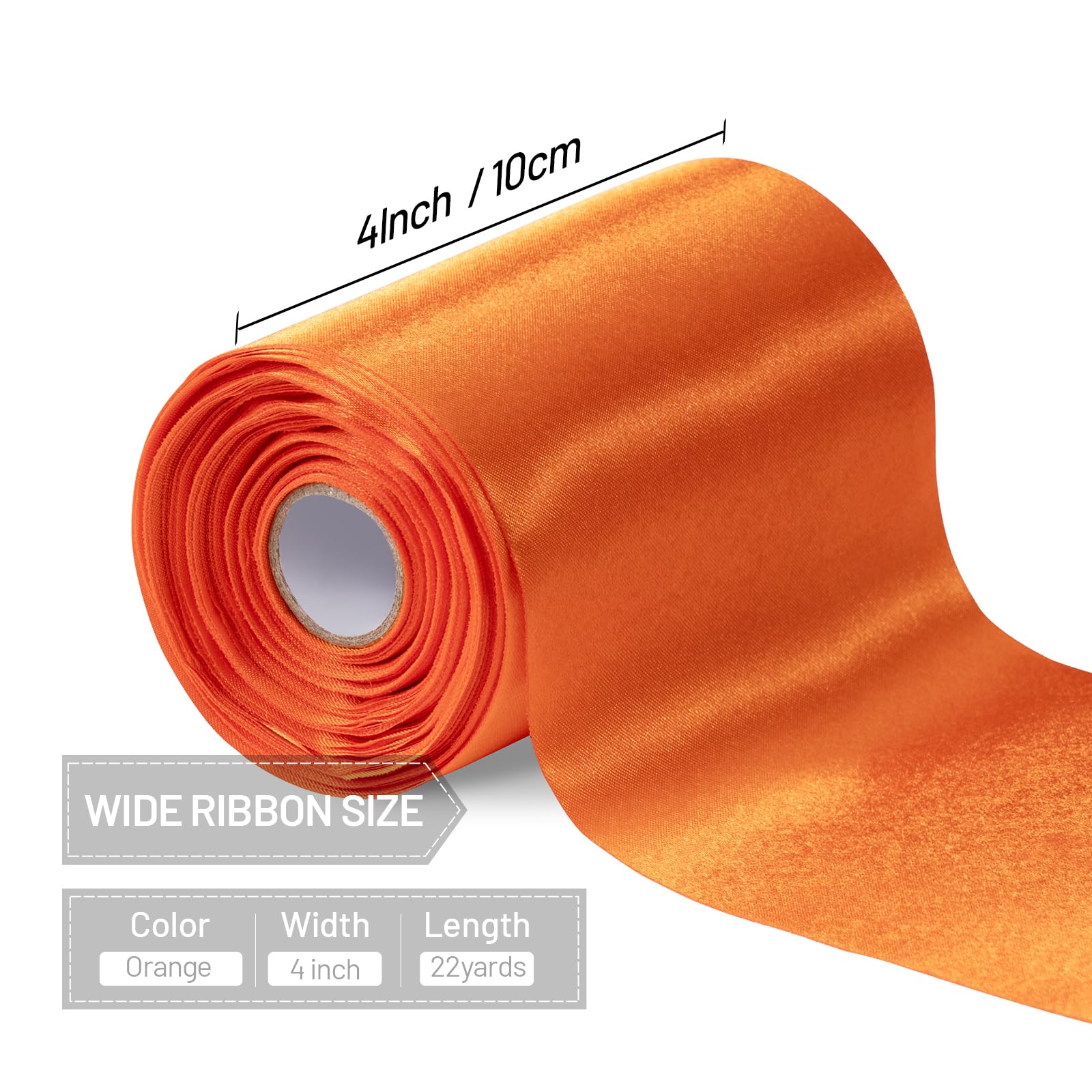 FAKILO Orange Satin Ribbon 4 Inch x 22 yd Wide Thick Ribbon for a Grand Opening Business Ribbon Cuttings Ceremony Bow Wedding Chairs Party Christmas Festival Decor - Image 2