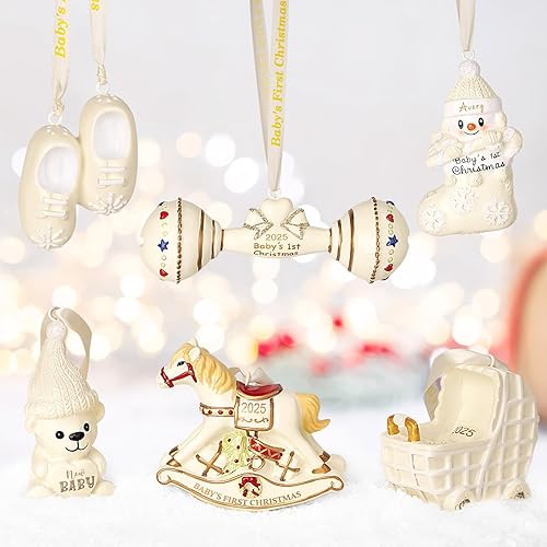 Lanpn 6 Pcs 2025 Baby's First Christmas Ornament 4" 5.5",