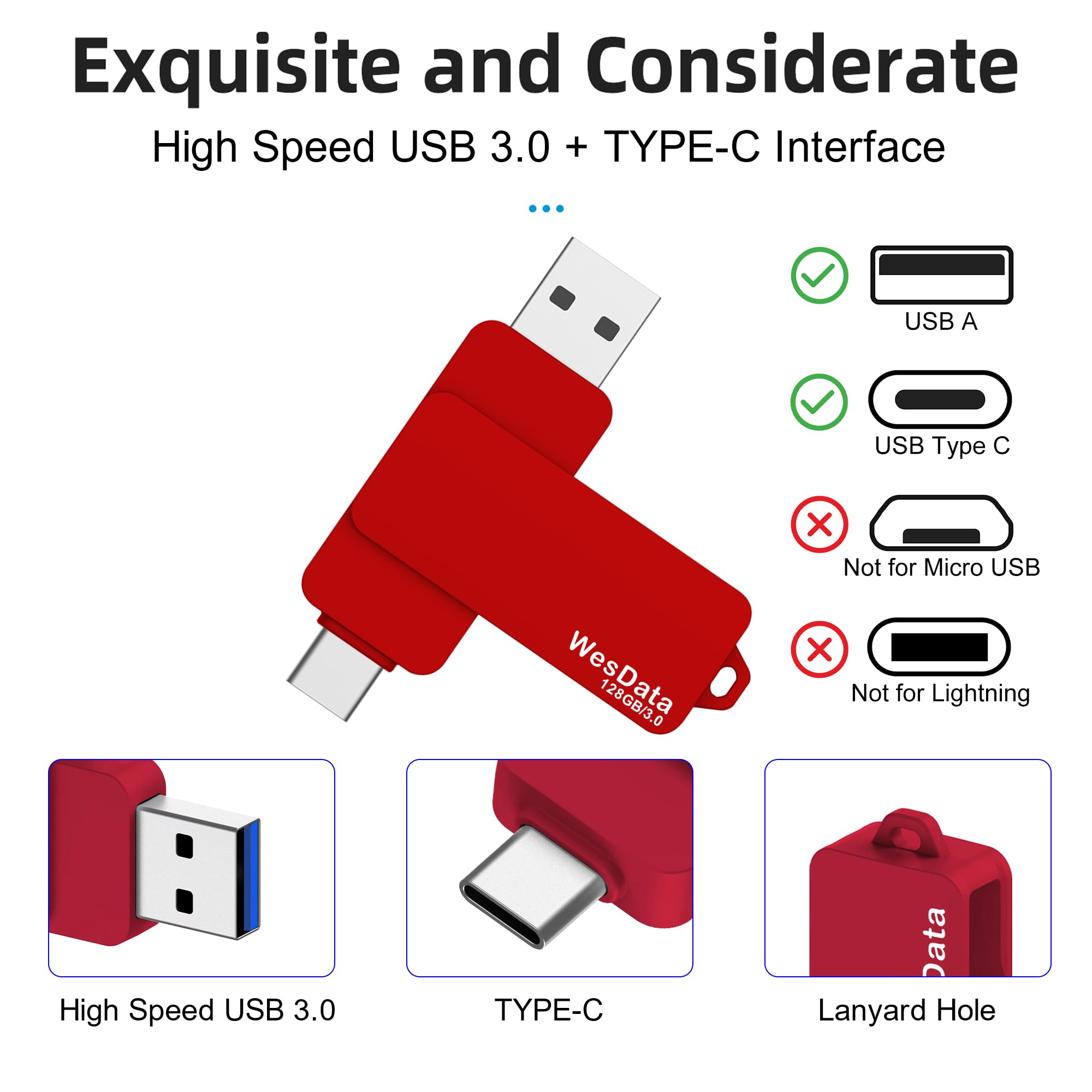 Chiavetta USB C da 128 GB - Archiviazione Rapida e Sicura - Dettaglio