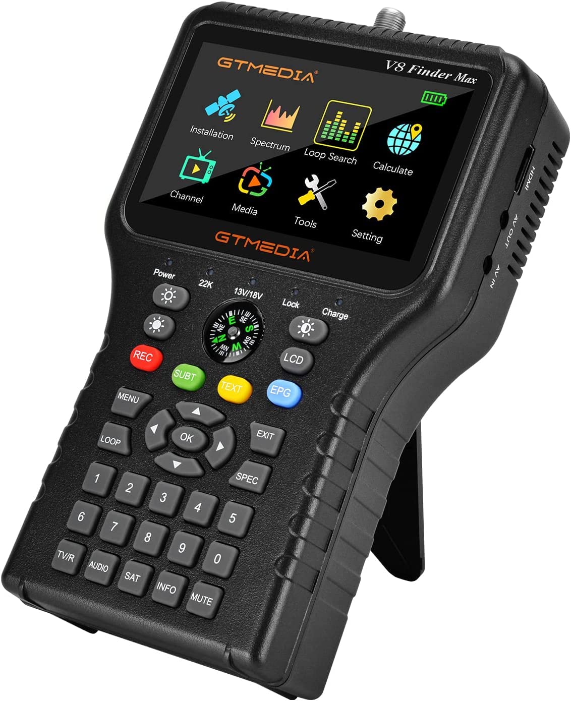 Neo Classic GT MEDIA V8 max Satellite Finder Digital FTA DVB-S/S2/S2X Satellite Signal Meter Detector Receiver H.265 with 4.3 Inch LCD Screen