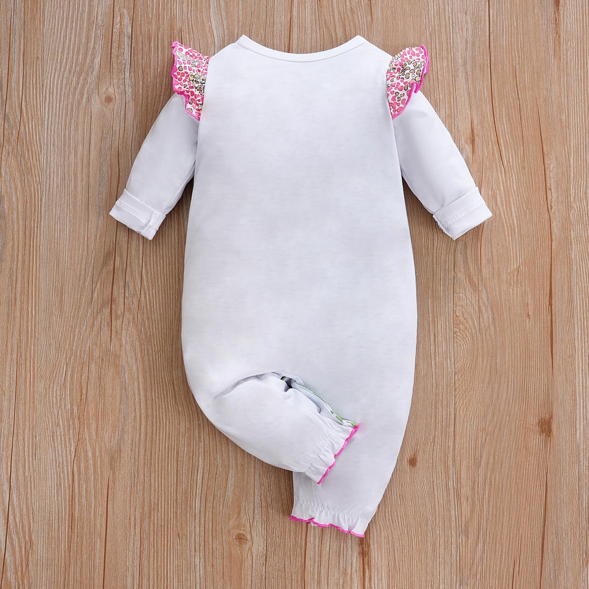 Cute Zebra Giraffe With Floral Print Long Sleeve Baby Girl Clothes White Jumpsuit For Baby One-Piece Romper - Image 8