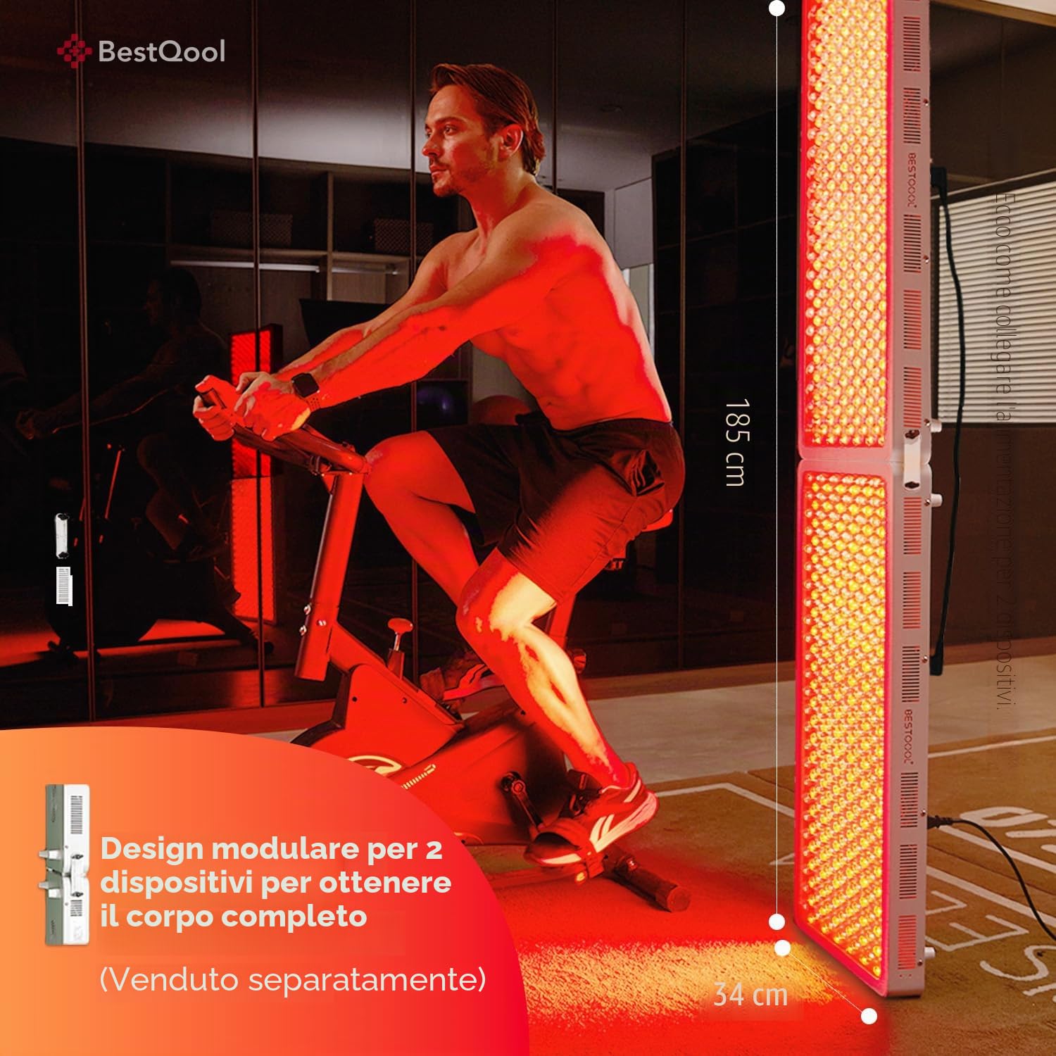 BestQool Dispositivo a Luce Rossa, Lampada a Luce Rossa di Grande Area con 4 Lunghezze d’Onda, Pannello a 300 LED Dual-Chip di Livello Elite. 500W. Design Modulare.