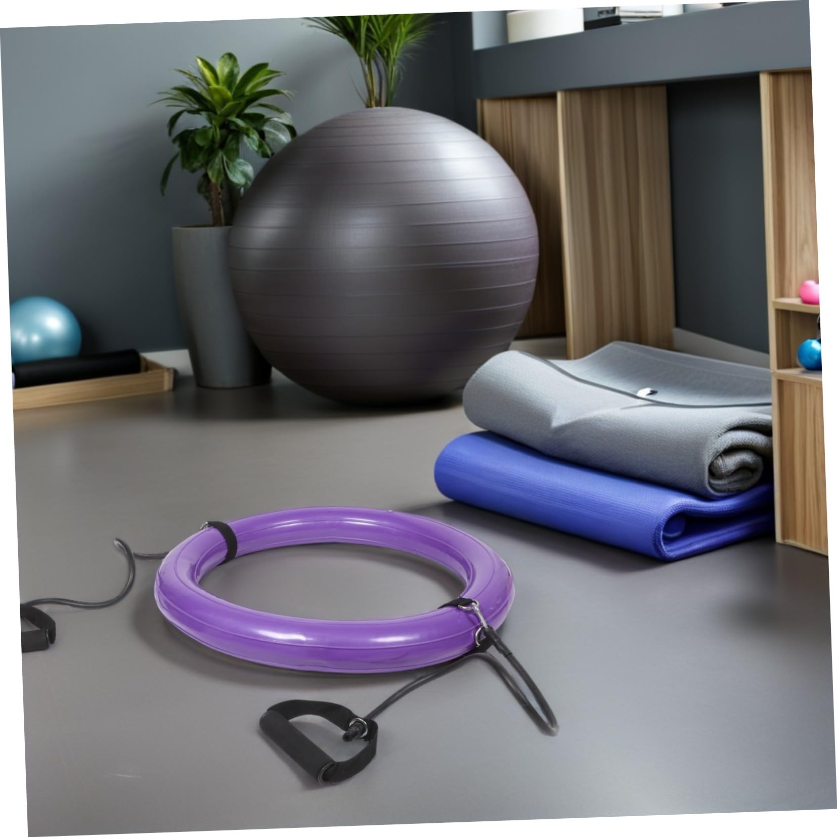TOYANDONA Base per Palla Yoga 60cm in PVC, Anello Stabile Anti-Scivolo | Impugnatura Integrata, Struttura Ispessita Anti-burst, Tonalità Porpora per Home Gym e Pratica Domestica
