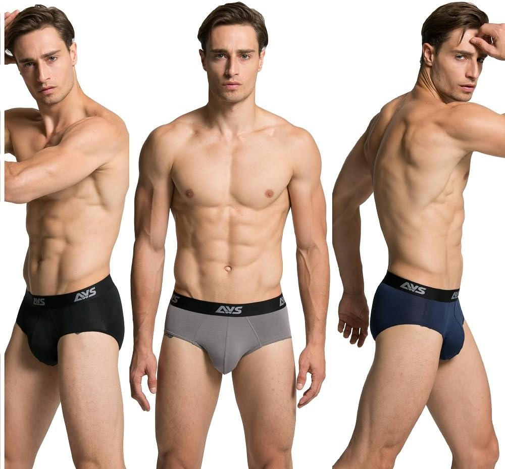 AIWENSI Men's 3-Pack Body Micro Hip Briefs