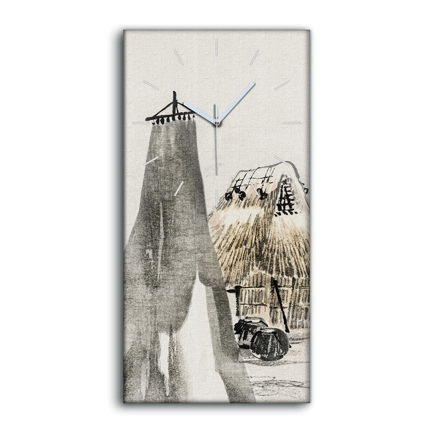 Horloge sur Toile Mains Blanches Coloray 30x60cm Tableau Mural d'Art Moderne Silencieux