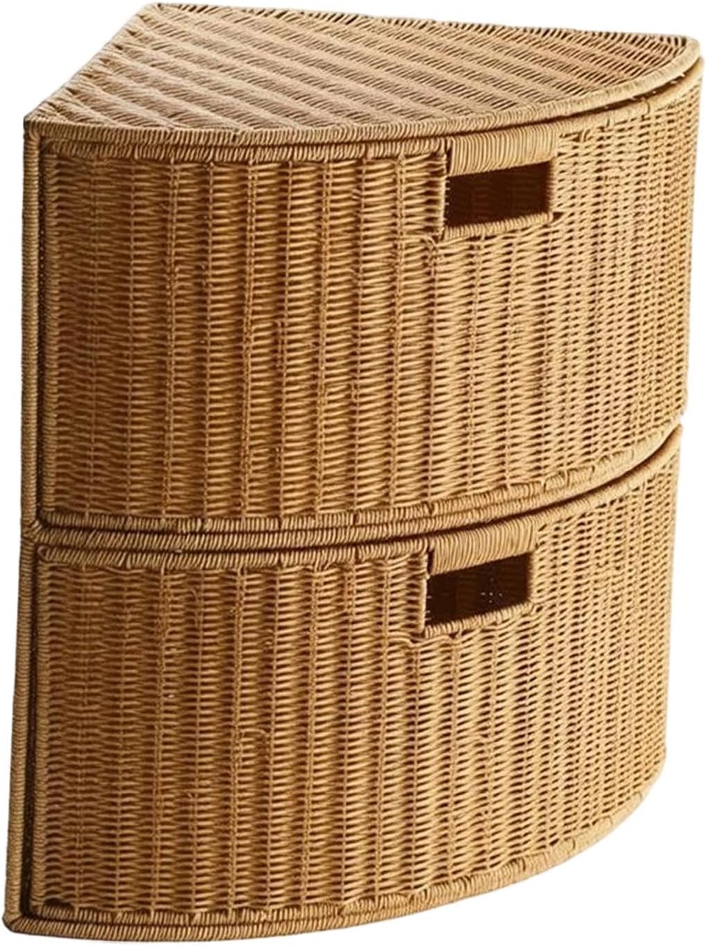 Corner Storage Basket Narrow Bin Lightweight 2 Tier Portable Woven Organizer, Stackable Wardrobe Organizer for Magazines , L