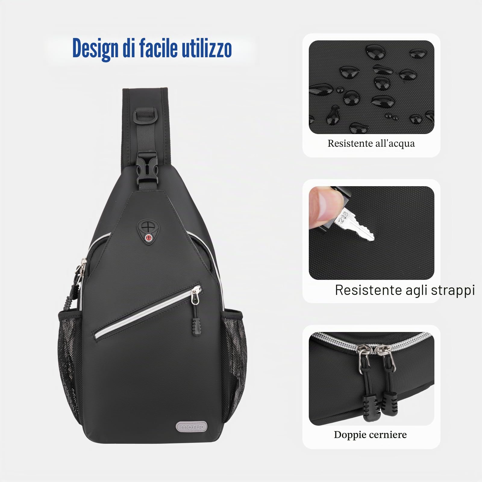 MOSISO Zaino Monospalla Sling Bag Poliestere Idrorepellente Borsa a Tracolla Il Petto Spalla Borsa Palestra All'aperto Viaggio Zaino per Uomo,Medium
