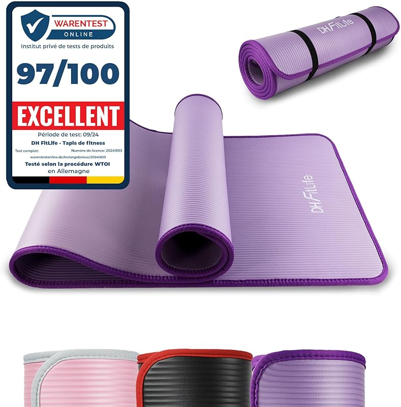 DH FitLife Tapis d'entraînement, fitness, yoga, gymnastique - 183 x 61 x 1 cm - Extra résistant à la déchirure - Antidérapant et épais
