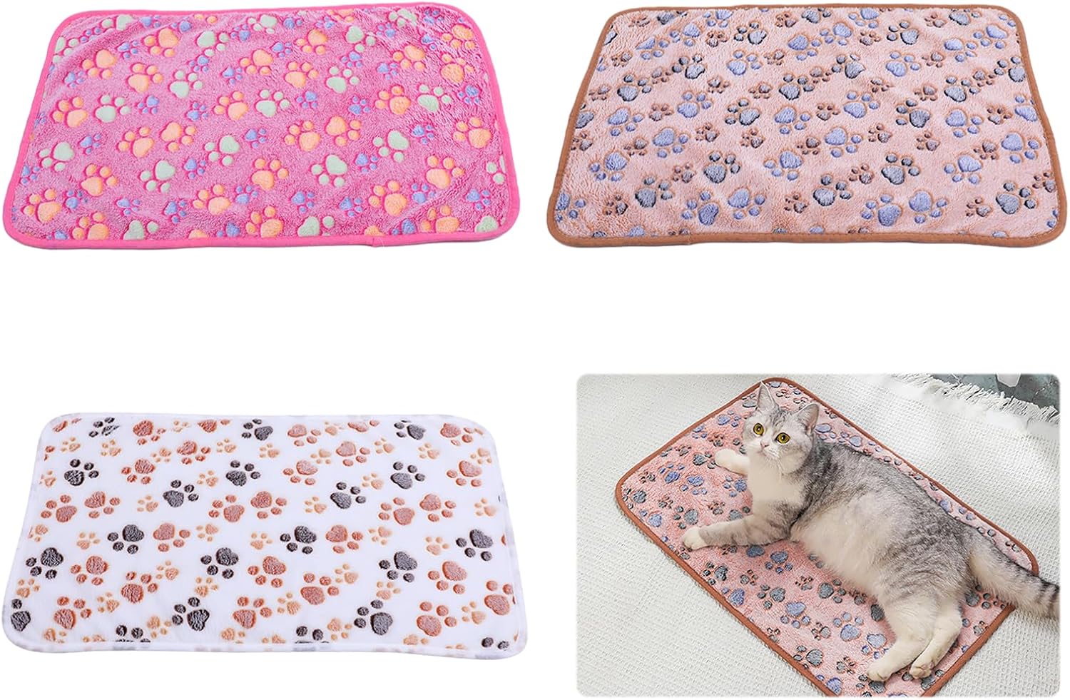 penmol 3PCS Puppy Blankets Multipack Fluffy Washable Pet Blankets for