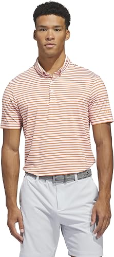 adidas Men's ULTIMATE365 Stripe Polo Shirt, White/Dusky Orange S26, XX-Large