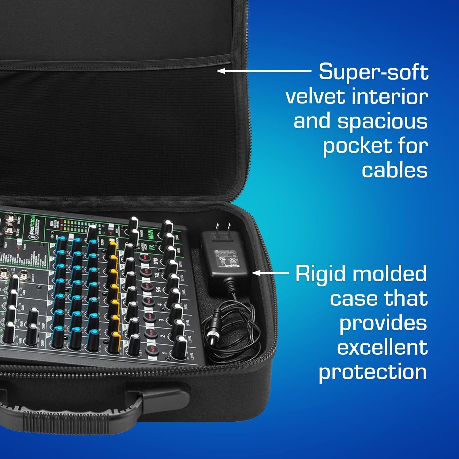 ANALOG CASES Mackie ProFX10V3 / Yamaha MG10XU Case - Custom-Fitted Compact PULSE Hard Case for Travel - Image 3