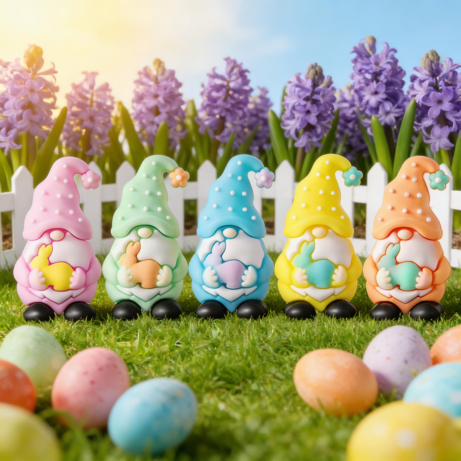 Figuras de Resina Encantadoras de gnomos pequeños temáticos para decoración navideña y Decoraciones coleccionables de Pascua