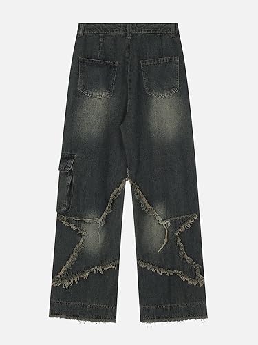 Miniatura 4 de Vamtac Pantalones vaqueros holgados estilo Harajuku Hip Hop con efecto desgastado, pantalones holgados estilo vintage