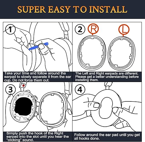 Miniatura 4 de SOULWIT Almohadillas de repuesto para auriculares Sony WH-1000XM5 (WH1000XM5) con cancelación de ruido, almohadillas con piel de cordero más suave,