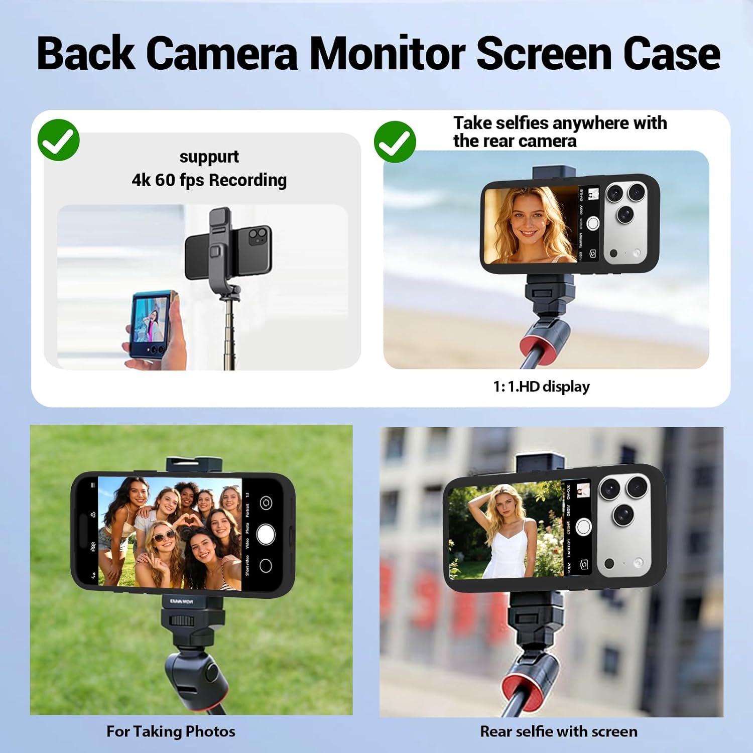 Yuanjing for iPhone 17 Pro Max Case with LCD Screen Back Camera Monitor Smart Phone Cover with Selfie Vlog Monitor【NOT NFC Case】 for DIY Wallpapers Live Streaming(Black, iPhone 17 Pro Max)