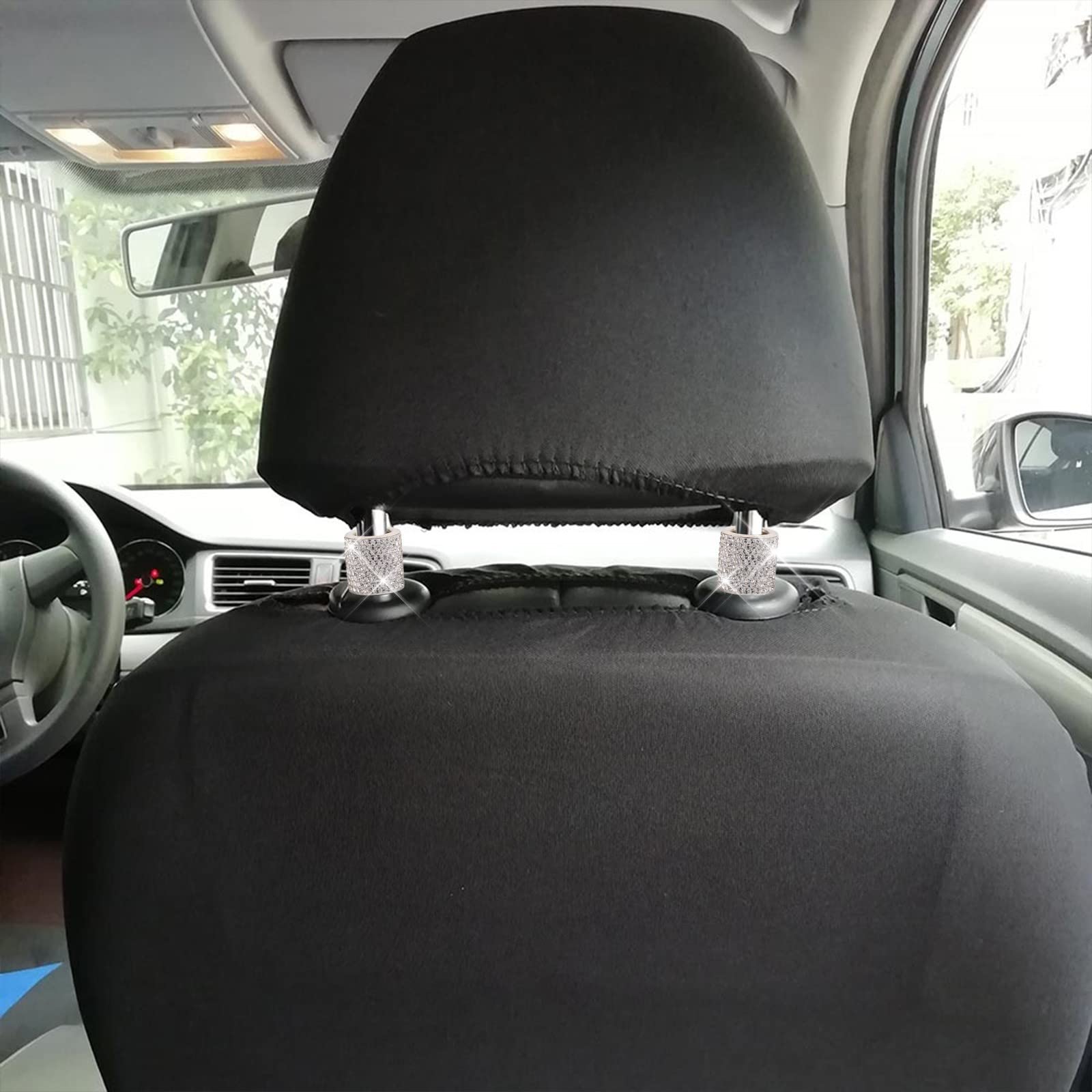 Seat Car Ring Products Appui-tête de Voiture 4pc Décoration à Clous de Diamants Décoration Décoration et Suspension Ornement de Noël (Argent, Taille Unique)