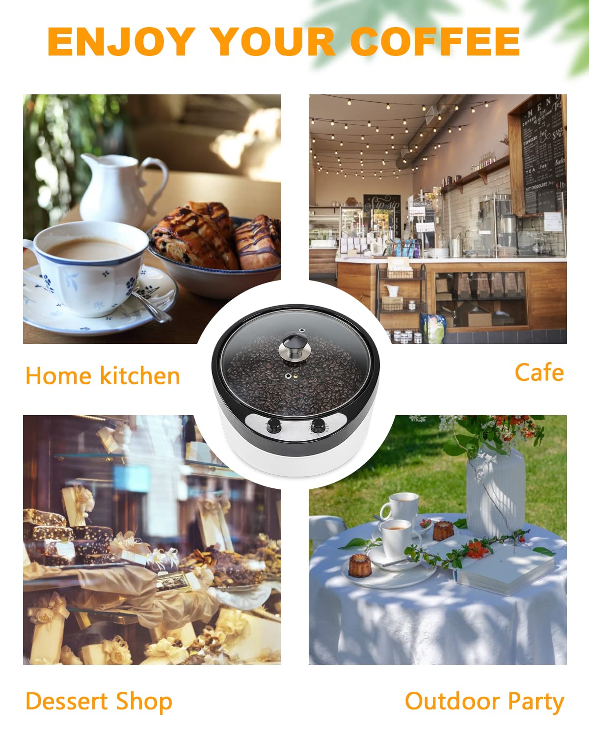 YUCHENGTECH Torréfacteur de Café 800g Torréfacteur à Café 0-240℃ Torréfacteur de Grain de Café Machine à Torréfier le Café Maison pour la Torréfaction des Grains de Café/Pop-corn/Pignons de Pin 1200W