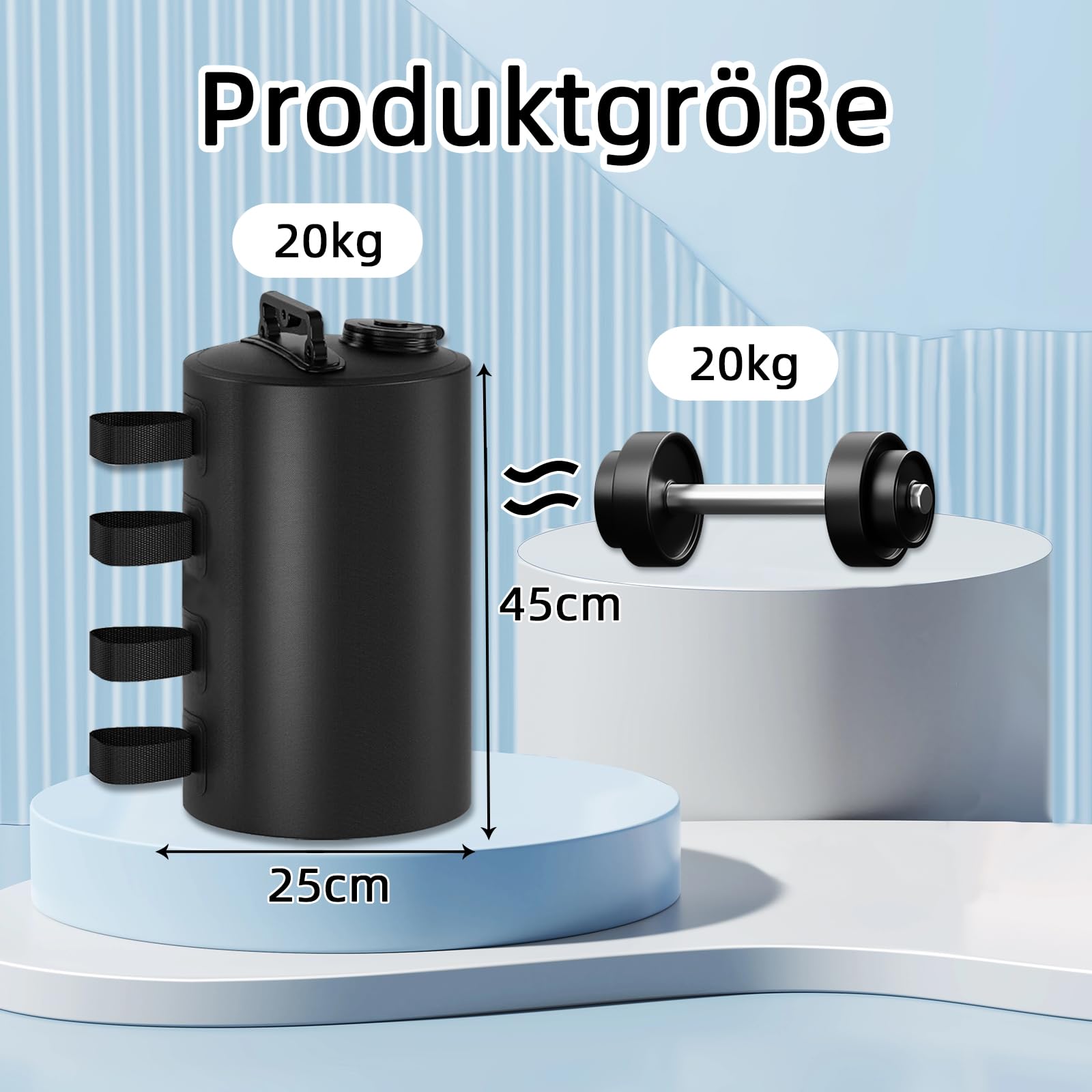 4er Set Wassergewichtstaschen, 80kg（20L*4）,4er Set Sandgewichtssäcke, Kann Wasser/Sand befüllbar, Wiederverwendbar, Universal Beingewichte für Pavillons/Gartenzelte/Festzelte, Schwarz, 24 * 45cm