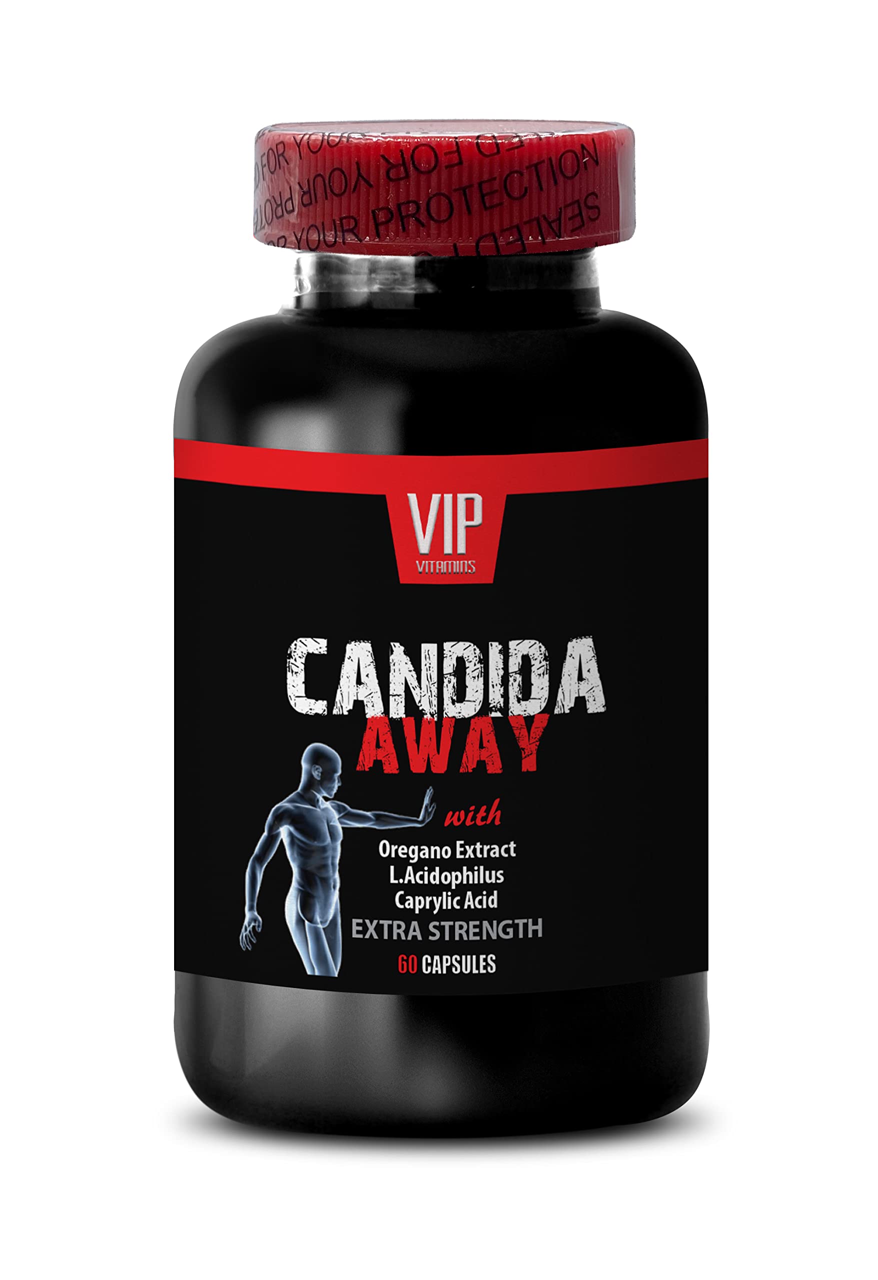 Candida probiotics digestive enzyme - CANDIDA AWAY - Herbal detoxification pills, black walnut extract, wormwood supplement organic, aloe vera leaf extract, caprylic acid supplement, 1 Bottle 60 Caps