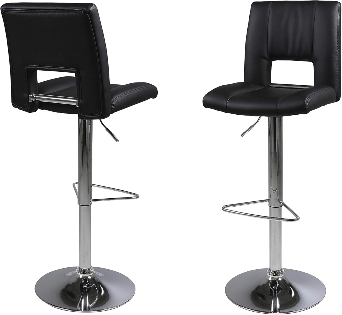 2 Tabourets de bar cuir bycast noir