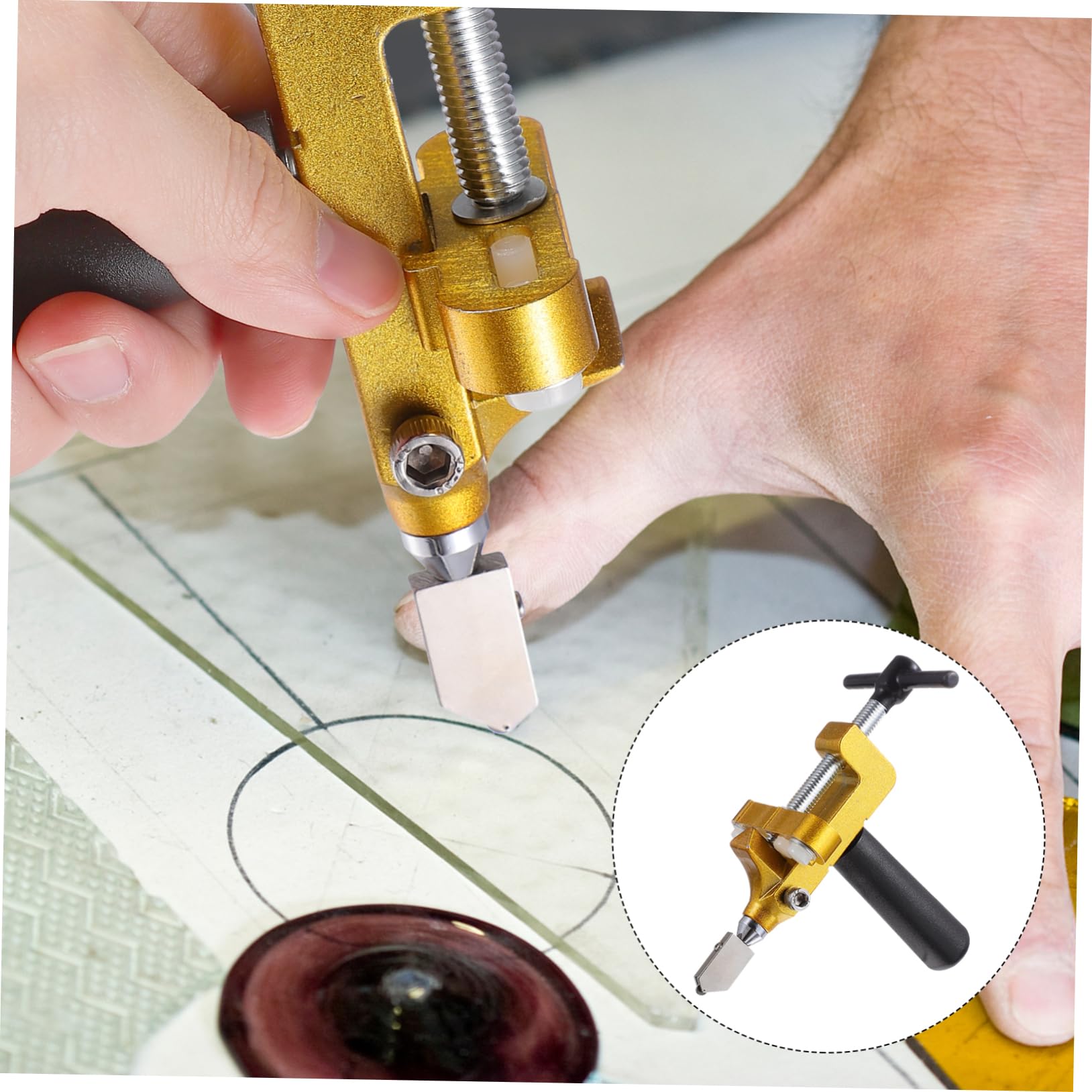 HAWILLOSCH 1Set Ceramic Tile Divider Cutting Tool Durable Delimitation Roller Glass Cutter for Home Renovation Easy Use for Clean Right Angled Cuts Glass Tiles