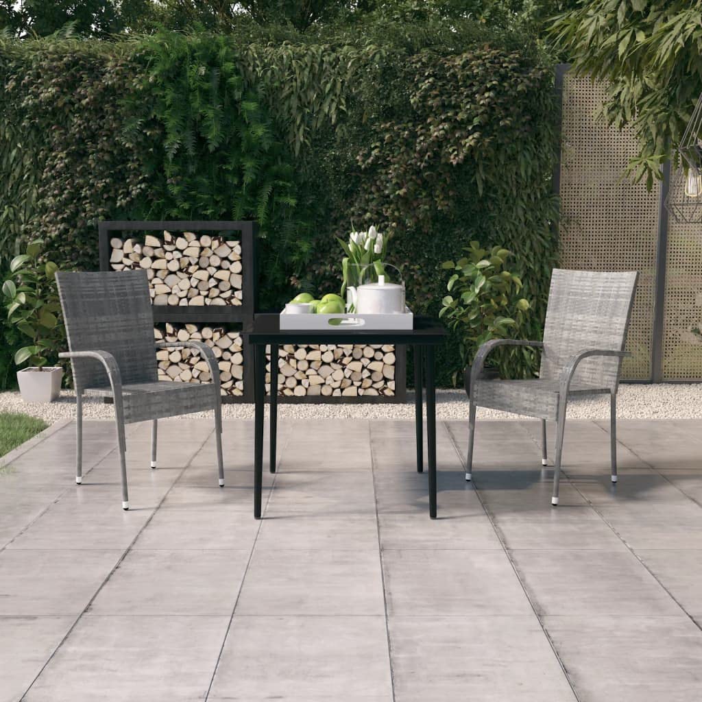 Gartenlounge Biertischgarnitur Terrassenmöbel 3-TLG. Garten-Essgruppe Grau und Schwarz