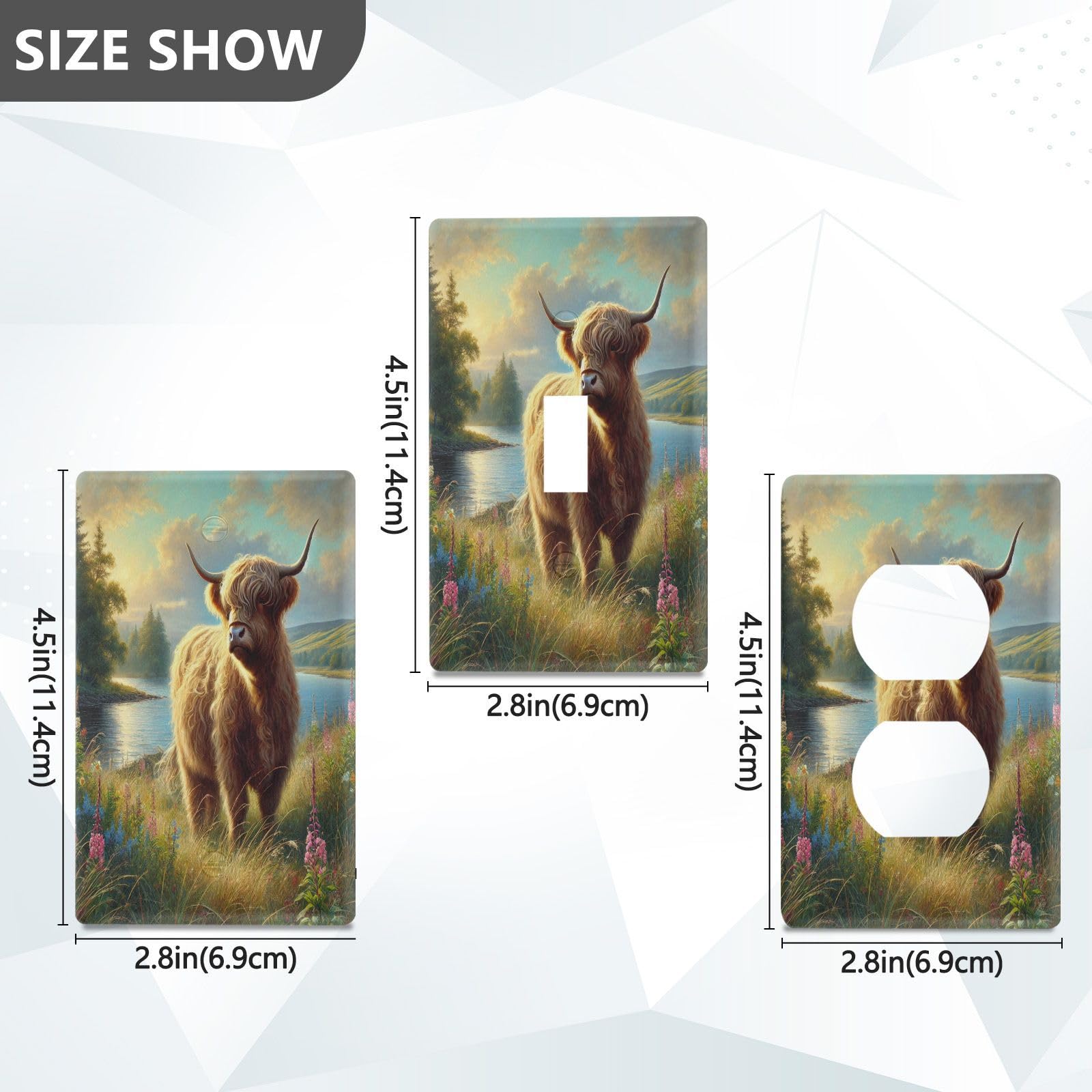 Cow Farmhouse Light Switch Cover Decorative Receptacle Outlet Wall Plate Guard Plastic Outlet Covers for Home Decor Room Bedroom Bathroom (Duplex Outlets Cover)