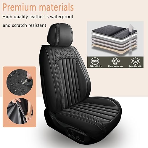Miniatura 6 de Fundas de asiento de coche para Kia Sportage 2009-2023 2024 con cuero sintético impermeable y fácil de instalar (juego completo, negro)