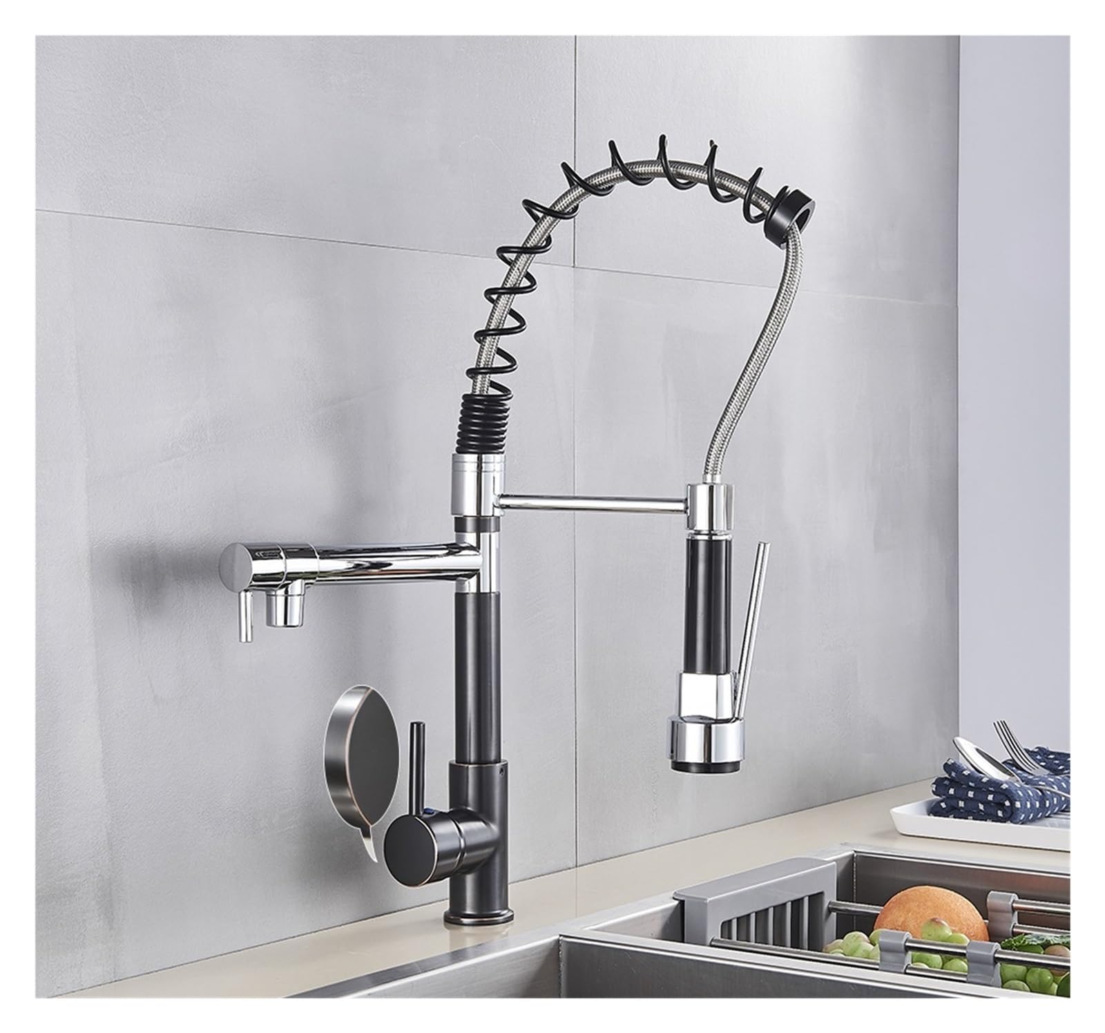 GLETSF 3-Way Kitchen Faucet - Square Drinking Waterap 360 Swivel Dual Handle Deck Mounted Mixer with Aerator for Easy Installation & Clean Water,