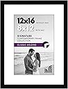 Americanflat 12x16 Picture Frame with Shatter-Resistant Glass - Use as 8x12 Frame with Mat or Display 12x16 Photo Without Mat - Signature Collection - Picture Frames for Wall Display - Black