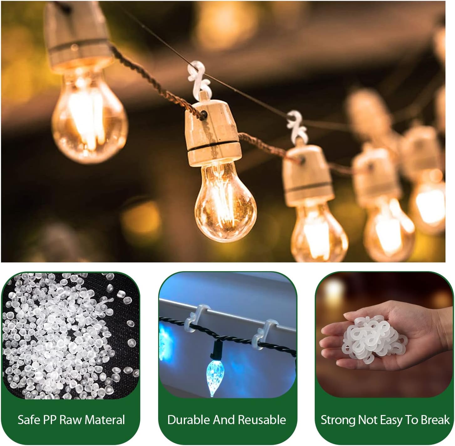 LUOLIIL VOE Christmas Light Clips, 200 Pack Christmas Light Hooks, Gutter Clips Hanging Outdoor Lights Roof Clips for Christmas Party Outside String Light Decoration