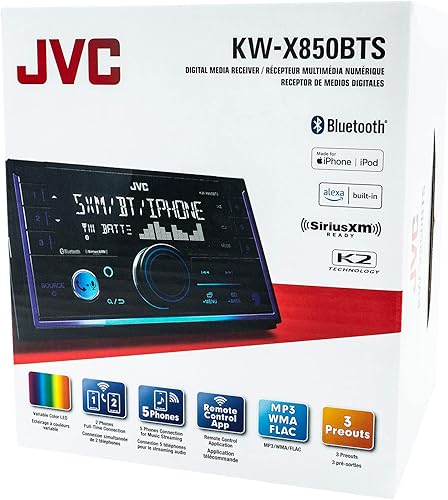 Miniatura 7 de JVC KW-X850BTS Receptor de medios digitales estéreo Bluetooth para automóvil con puerto USB, radio AM/FM, reproductor de MP3, Amazon Alexa, Android,