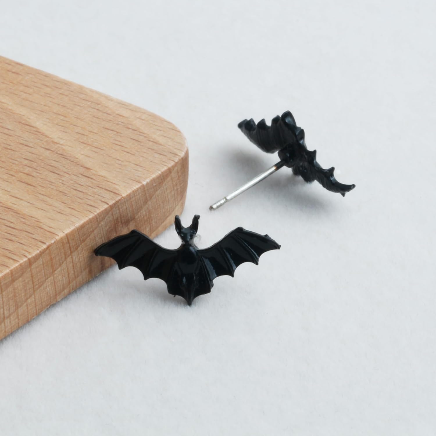 Gothic Dark Bat Earrings Studs for Men Women Halloween Costume, Sterling Silver Posts - Image 4