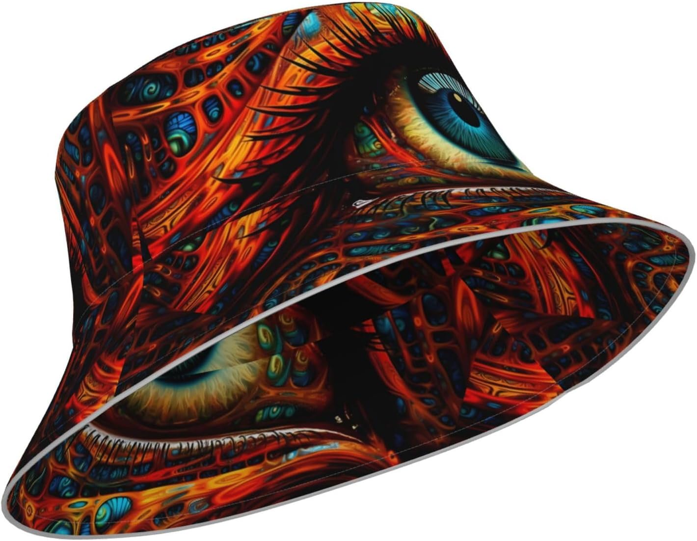 Colorful Eyes Printed Reflective Bucket Hat Men's and Women's Casual Outdoor Black