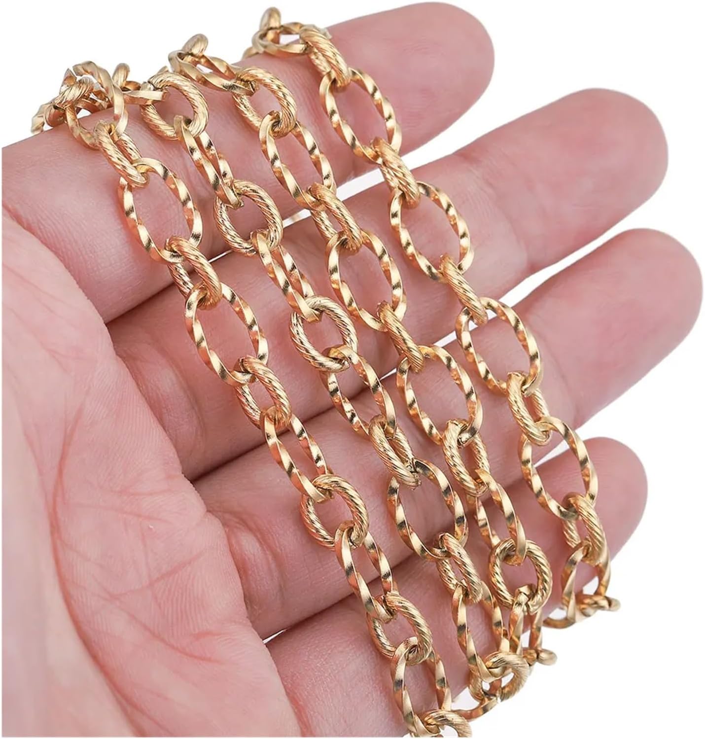 Stainless Steel Chain 2 Meters Stainless Steel Twist Cable Gold Chain for Jewelry Making Roll Cuban Link Chains Bracelet Bag Accessories DIY