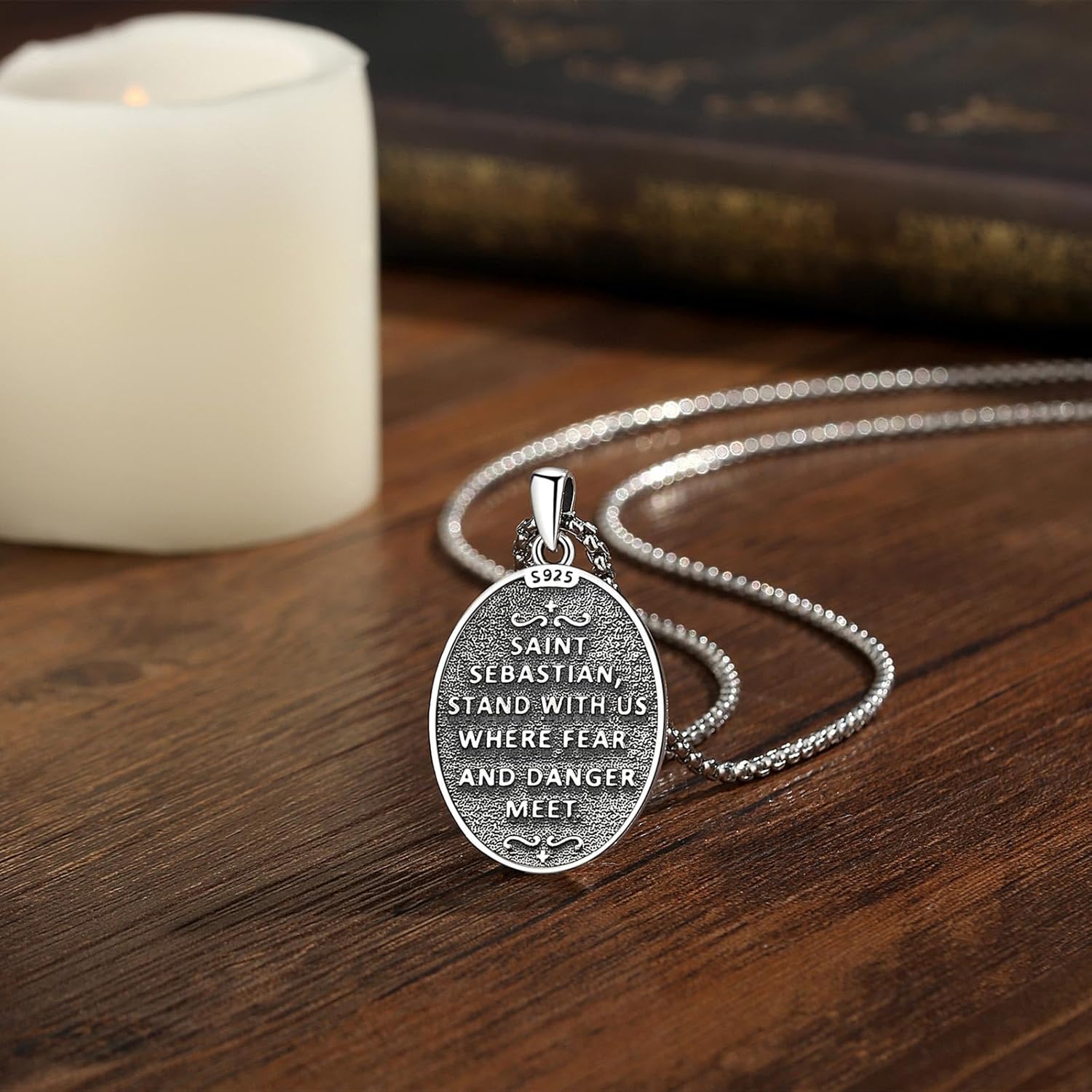 Vito 925 Sterling Silver Protection Necklace for Women Men, Patron Saint of St Benedict/St Christopherl/Crucifix/Caravaca/St Jude/Virgin Mary/ST Thomas Pendant Amulet Medal Religion Jewelry Gift, 24"