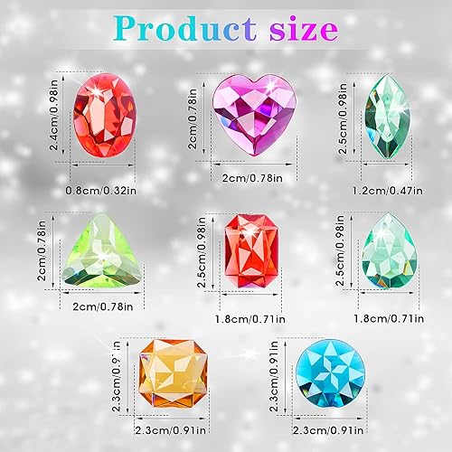 Miniatura 2 de Grevosea 100 gemas de juguete, piedras preciosas para joyas del tesoro pirata, gemas acrílicas falsas, diamantes brillantes, piedras preciosas de