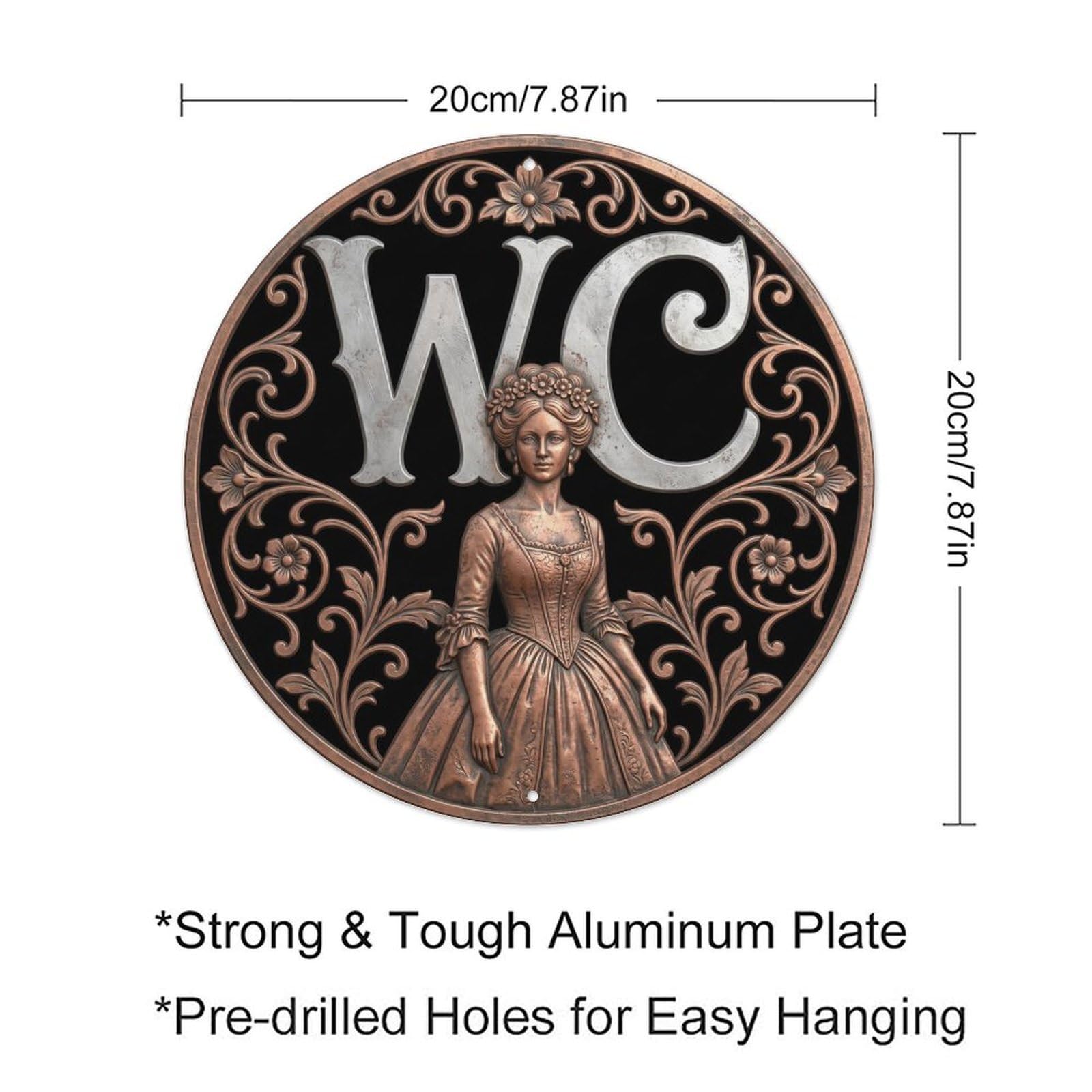 Odgynaw 8X8inch(20X20cm) Victorian Wc Lady Elegant3 Metal Tin Sign