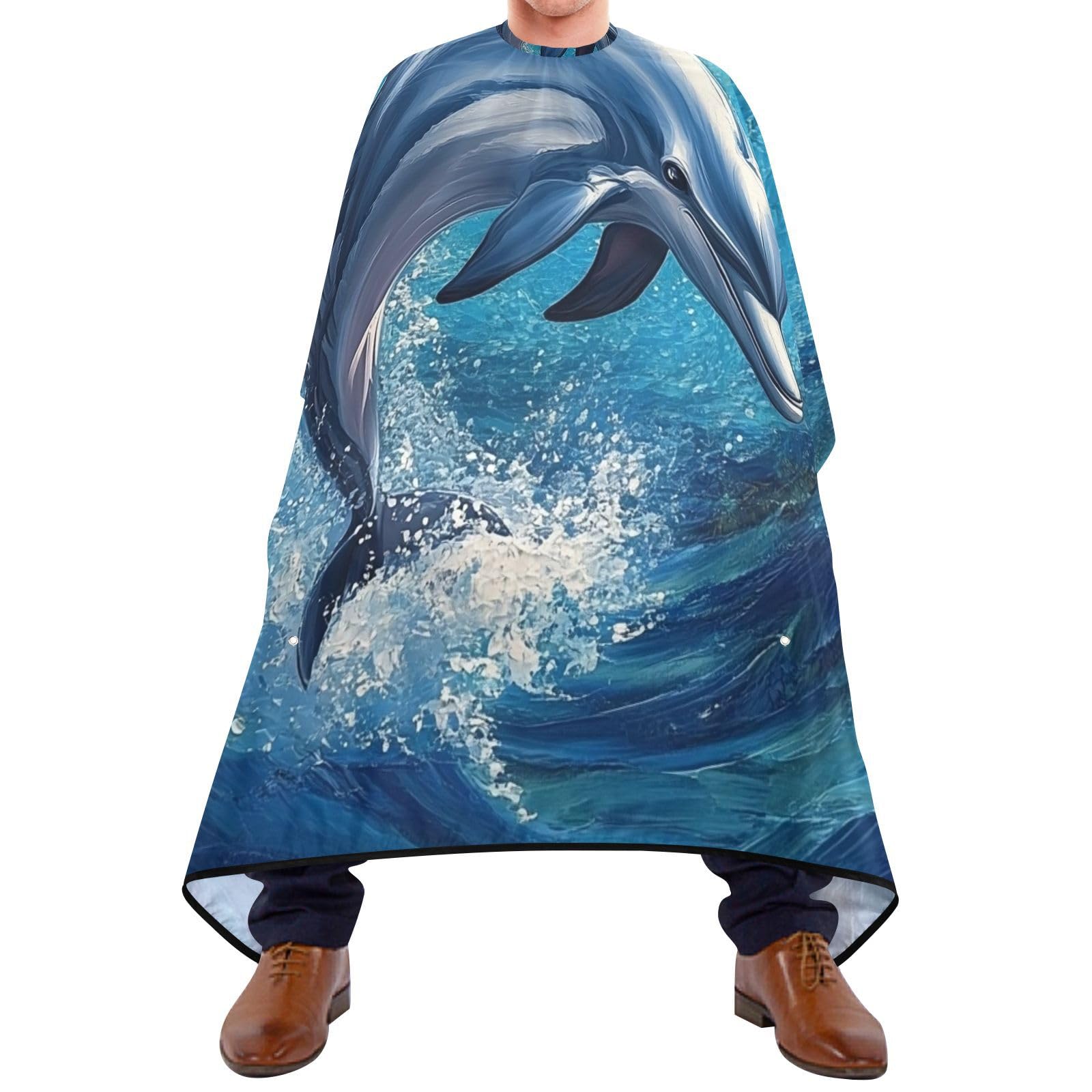 Hezely Dolphins Hair Dye Cape, Barber Cape for Adults,Waterproof Salon Cape,Waterproof Hairdressing Styling Hair Cutting, 65