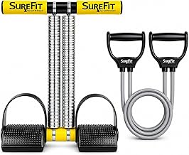 SUREFIT Double Spring Tummy Trimmer with Resistance Tube | Heavy Duty Ab Exerciser for Home Workout | Full Body Fat Burner, Chest Expander Fitness Equipment for Men & Women