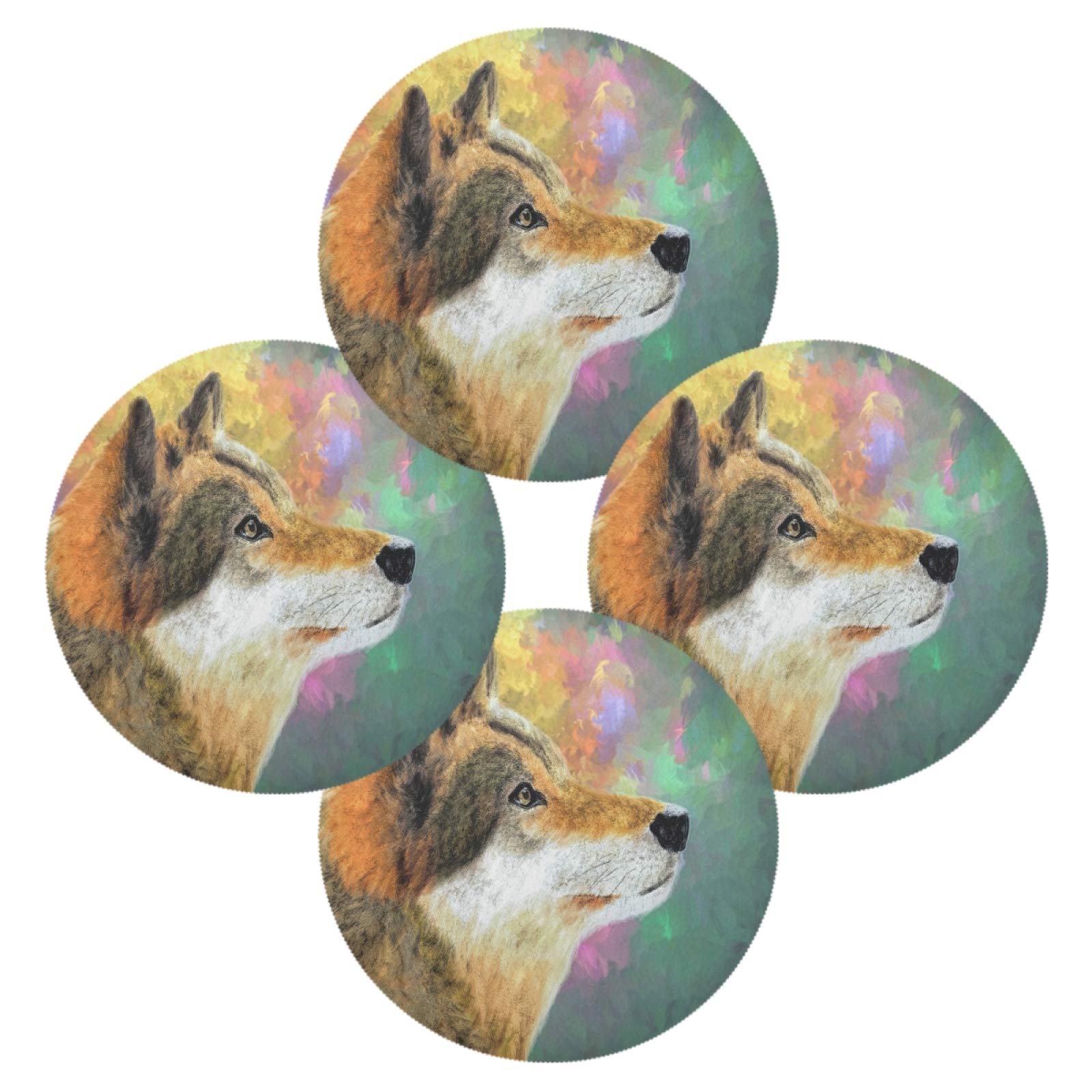 JJQHYC 4 Pièces Set De Table Lavable, Décoration De Table, Doré Set De Table Rond, Sets De Table En Plastique PVC, Antidérapant, Sets De Table Pour Cuisine Noël Mariage