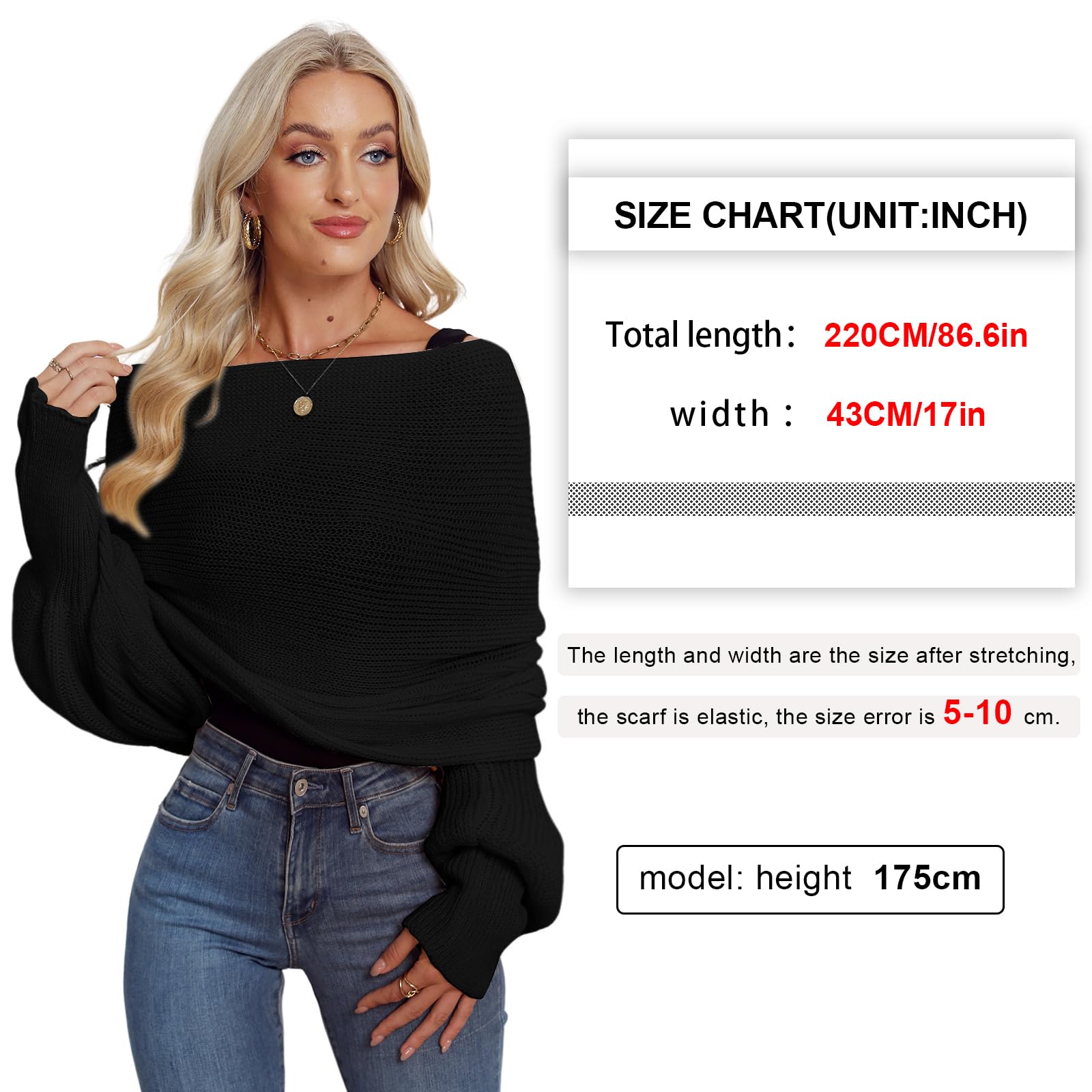 Asudaro Femmes Hommes Hiver Chaud Tricoté Cape Foulards Cape de Châle Pashmina Écharpes wrap Couleur Unie la laine Pull à Manches Longues