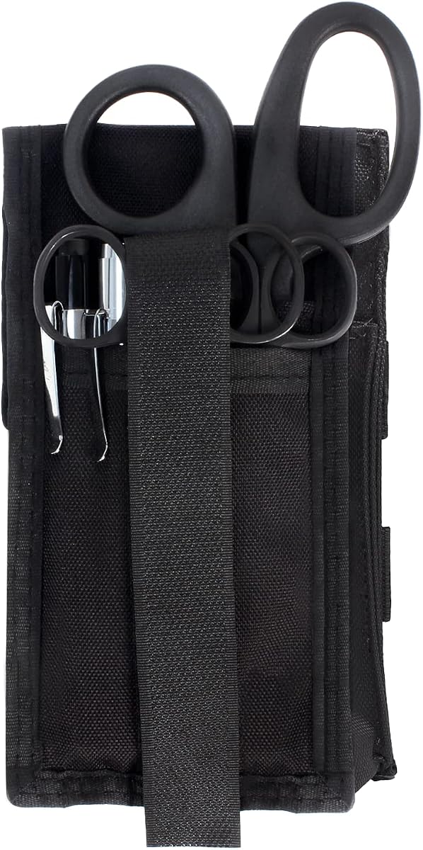 Premium First Aid Shears EMT Scissors Combo Pack (With Autoclavable 7-1/4" Titanium Bonded Shear) With Holster - Tactical Black