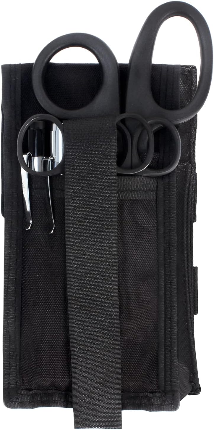 MediTac Premium First Aid Shears EMT Scissors Combo Pack (With Autoclavable 7-1/4" Titanium Bonded Shear) With Holster - Tactical Black