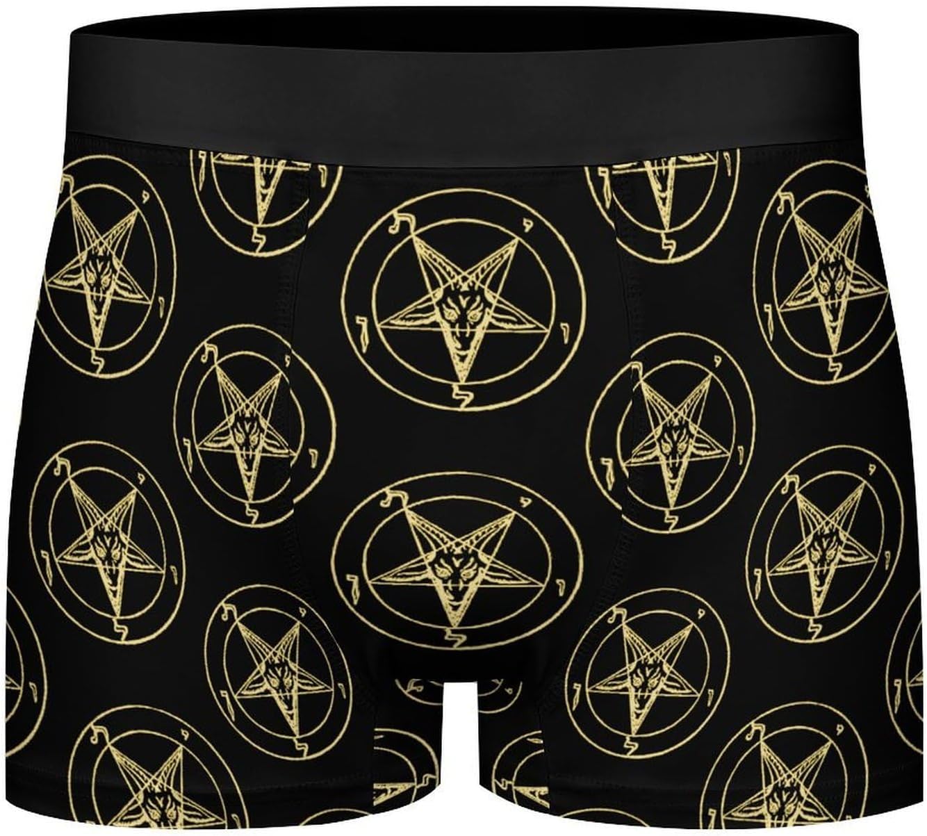 Gold Baphomet Inverted Pentacle Pewter Satanic Goat Men's Underwear Boxer Briefs Breathable Shorts Elastic Waistband