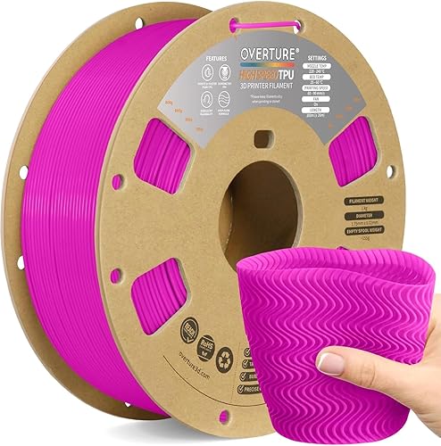Vista 37 de OVERTURE - Filamento de TPU de 1/16 pulgadas, rollo flexible de poliuretano termoplástico, impresora 3D suave, 95A, carrete de 2.2 libras, precisión
