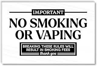 Acrylic No Smoking Sign Compatible with Airbnb Essentials for Hosts, 6x4 No Smoking or Vaping Sign for Air bnb Essentials, Rental Rules Smoke Fees Warning, Compatible with Airbnb Signs, Made in USA