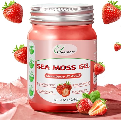 Fleamart Gel de musgo marino de 18.5 onzas, cápsulas orgánicas crudas, superalimento, 92 vitaminas y minerales, gel de musgo marino artesanal
