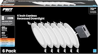 6" LED Canless Recessed Downlights with Tethered Jbox, Slim, 65W Replacement, Dimmable, 5CCT Adjustable White, 90 CRI, 850 Lumens, LEDR6XT/6WYCA/6, 6 Pack