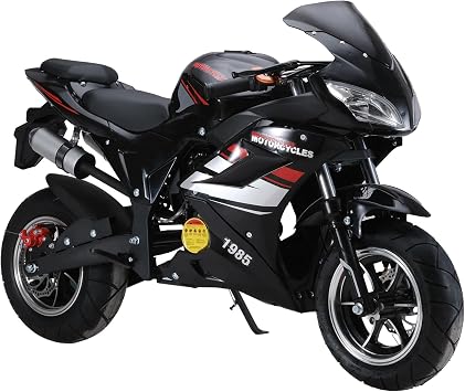 50cc 4-Stroke Gas Motorcycle for Kids & Teens, Heavy-Duty Mini Motorcycle & Pocket Bike with 440 LB Capacity, Up to 50km/H, 8" Wheels, Dual Headlights & Disc Brakes, Race-Inspired Appearance Black